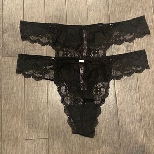 NWT Victoria's Secret 2 prs. Dream Angels Ring Side Lace Thong Panty